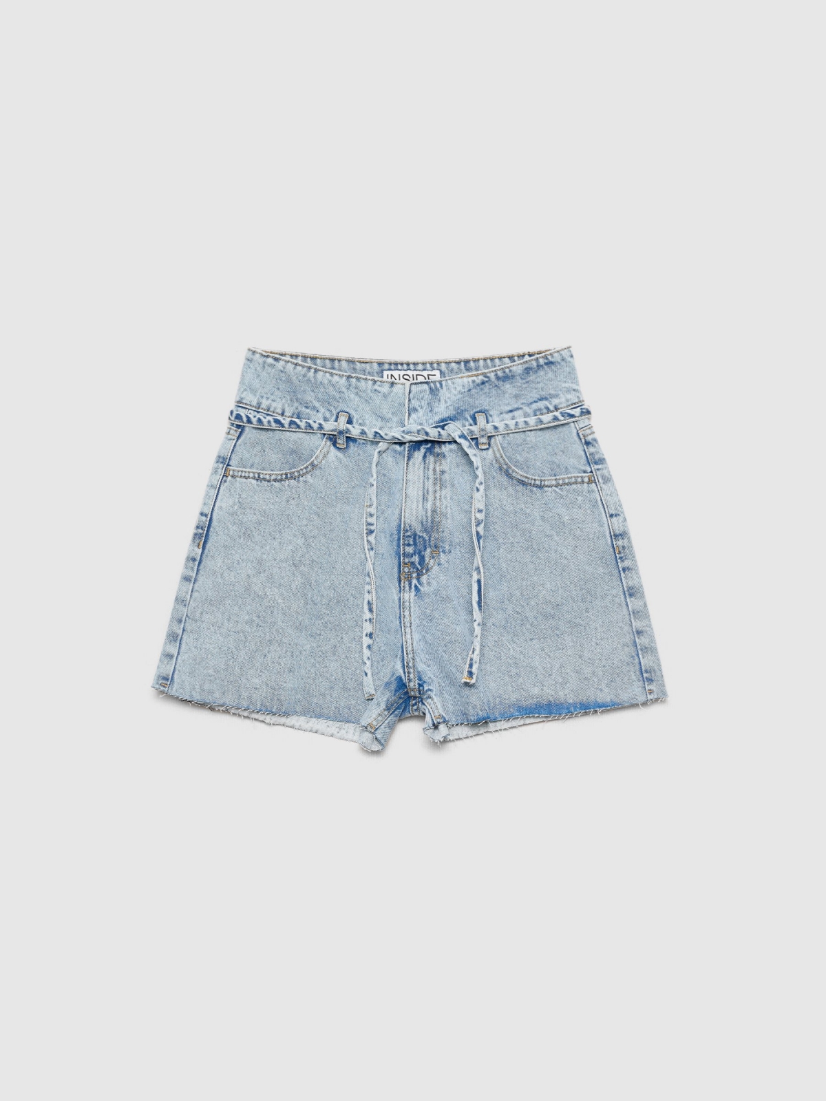 Denim waistband shorts blue front detail view