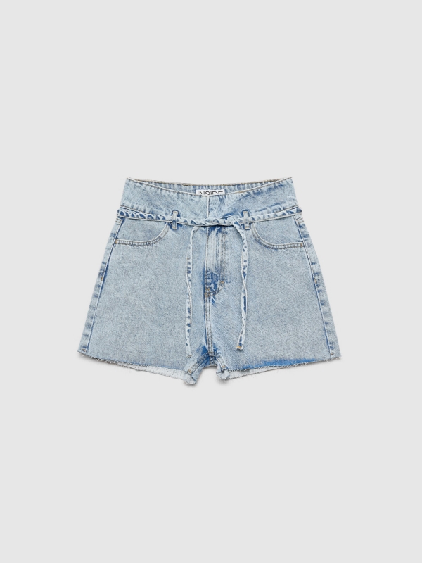 Denim waistband shorts blue front detail view