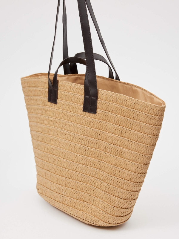 Double handle fiber bag camel 45º side view