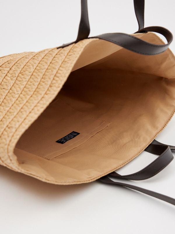 Bolso de fibra doble asa camel vista detalle