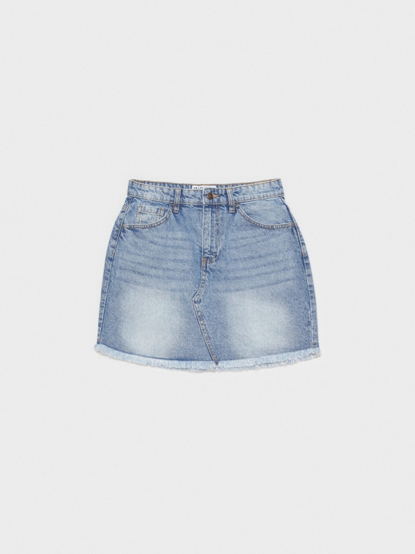  Denim mini skirt deflected blue