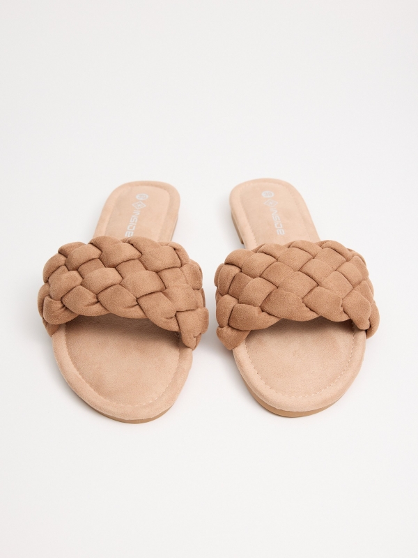 Brown braided shovel sandal light brown zenithal view