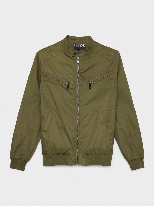  Black nylon jacket green
