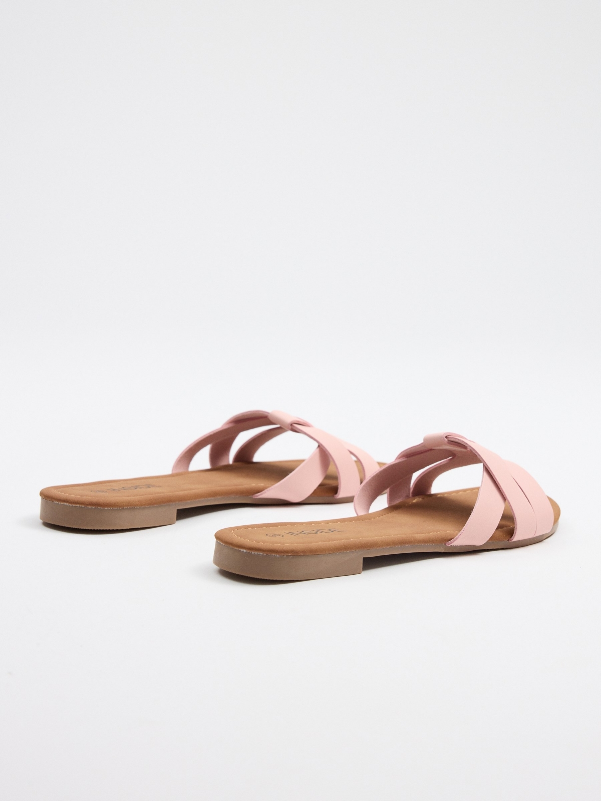 Strappy thong sandal coral 45º back view