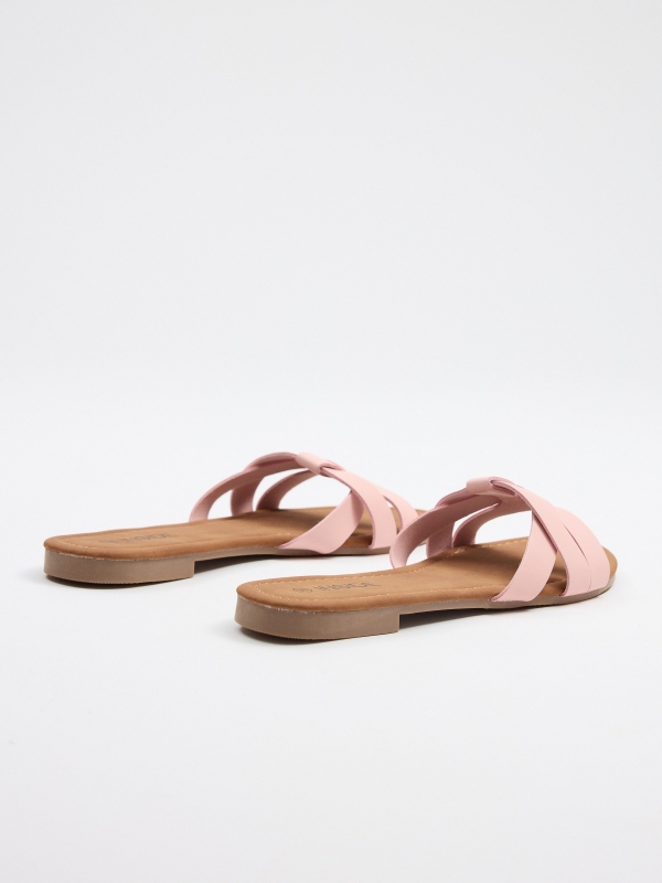 Strappy thong sandal coral 45º back view