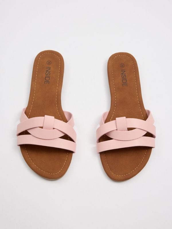 Strappy thong sandal coral zenithal view