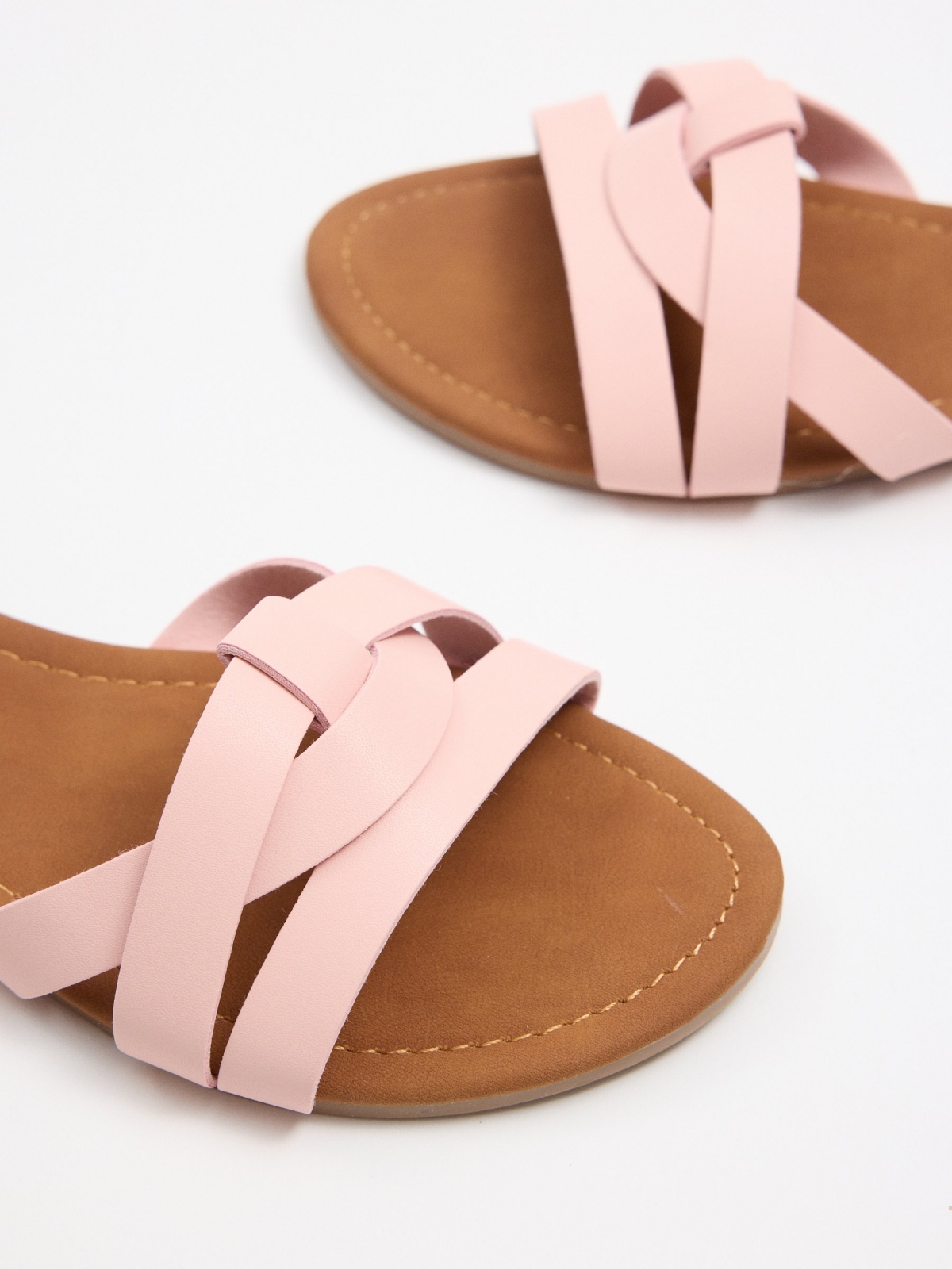 Strappy thong sandal coral detail view