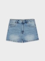 %Pto% High rise denim shorts blue
