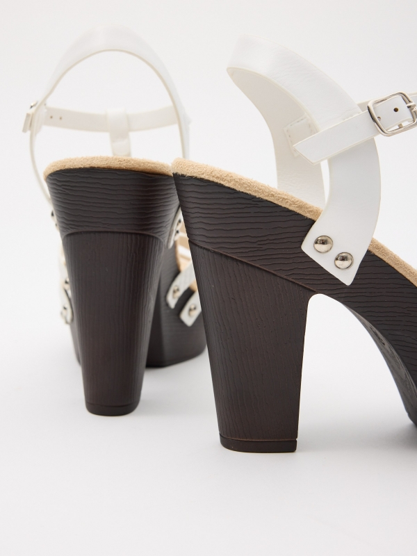 Platform sandal with high heel and straps white detail view