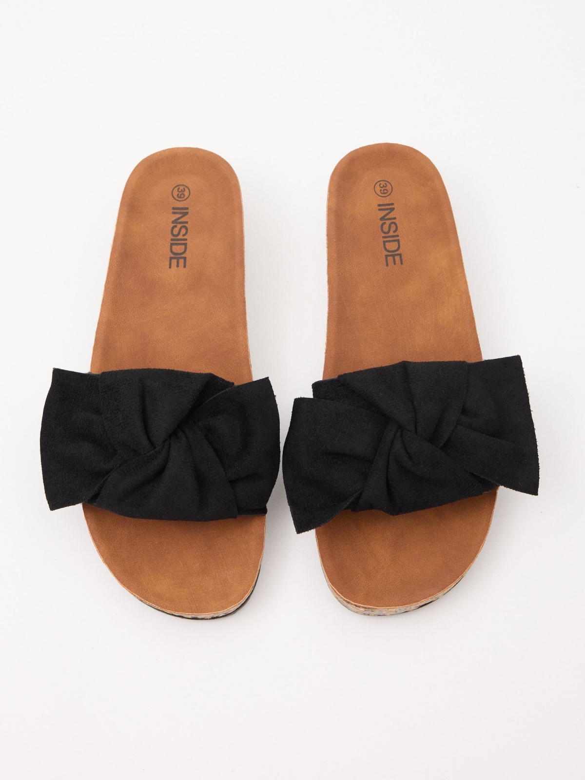 Bow wedge sandal black zenithal view