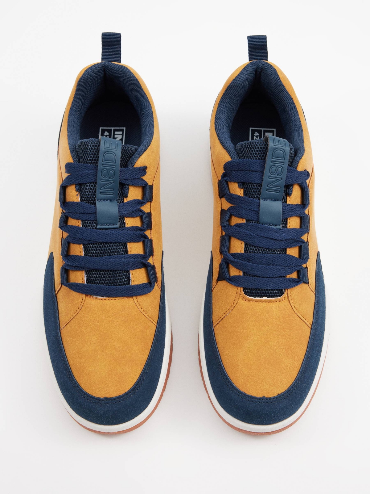 Combined casual sneaker mustard zenithal view