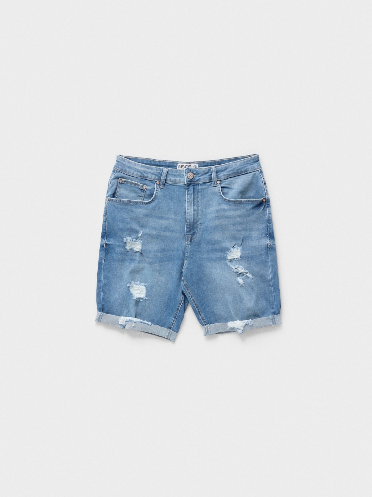 Denim Slim Bermuda Shorts blue front detail view