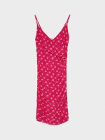 %Pto% Vestido mini fruncido estampado floral rojo