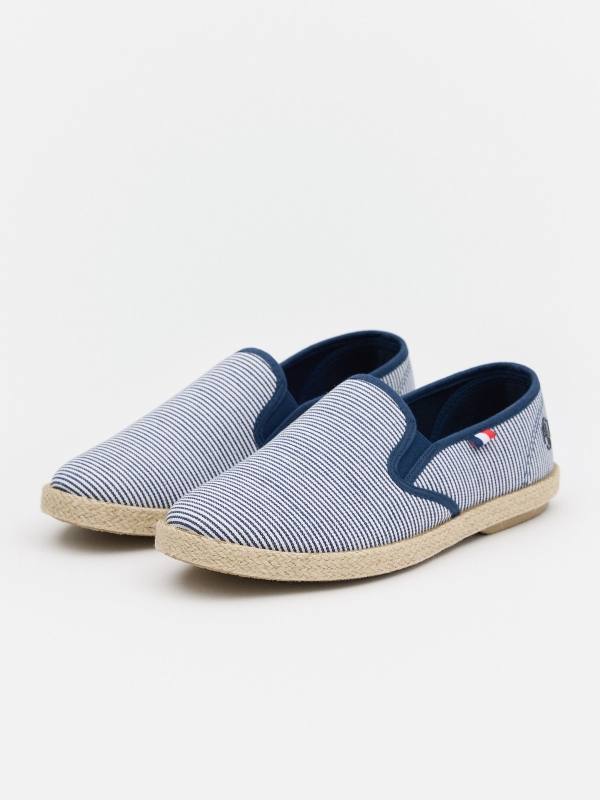 Espadrille com estampa listrada azul marinho vista frontal 45º
