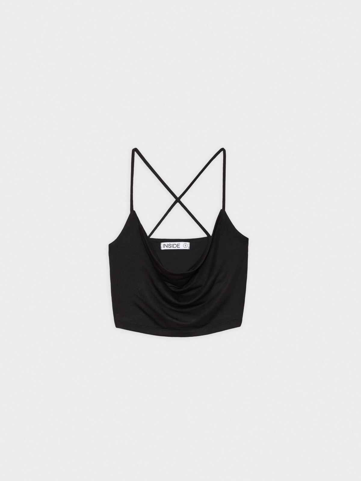  Crop top de tirantes cruzados negro