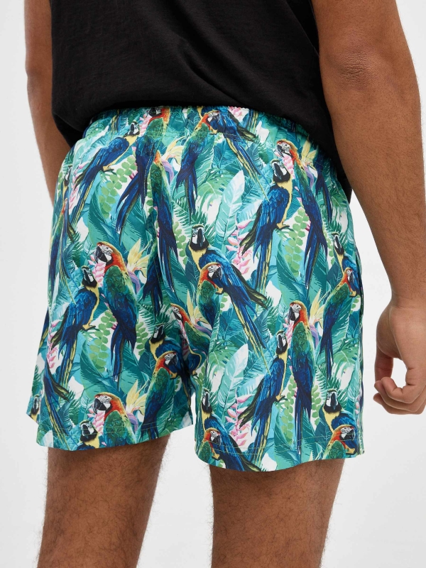 Parrot print swimsuit white detail view