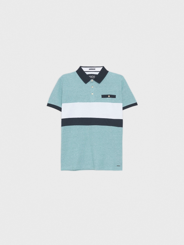  Tricolor polo shirt emerald