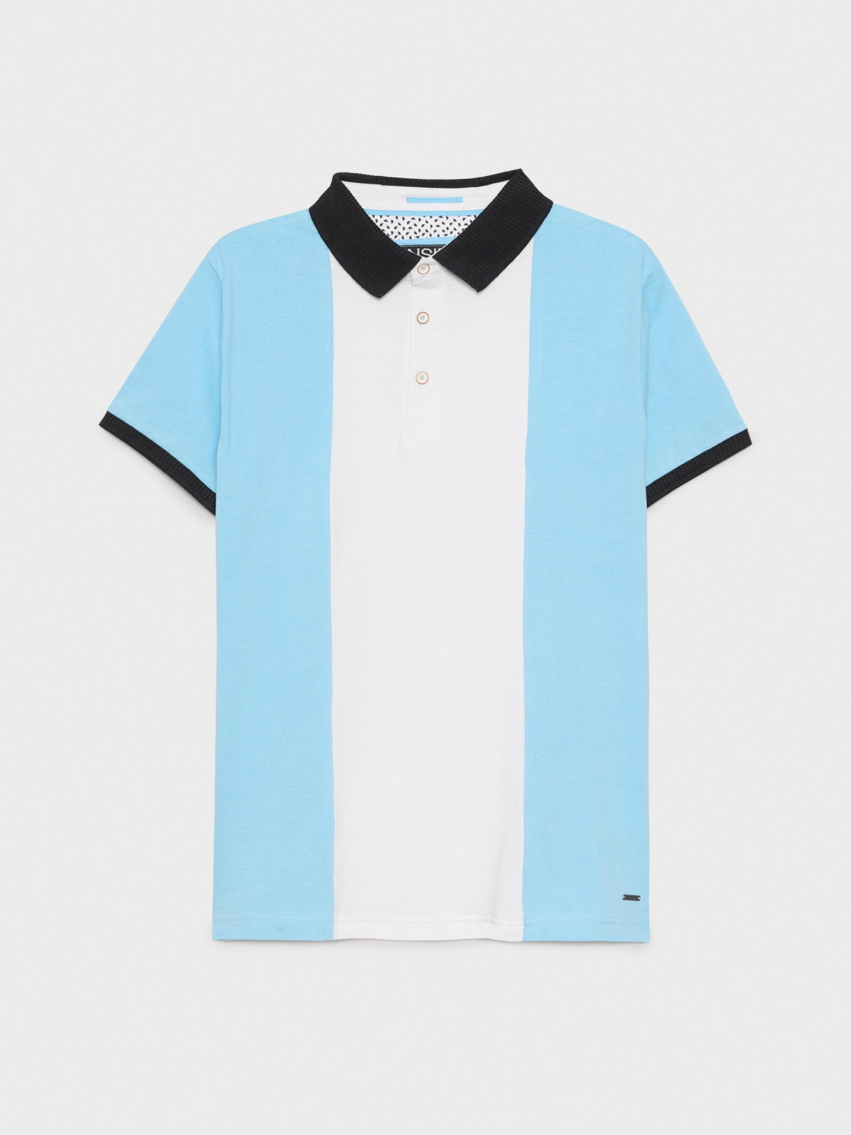  Blue color block polo shirt light blue