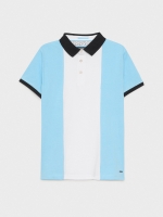 %Pto% Blue color block polo shirt light blue