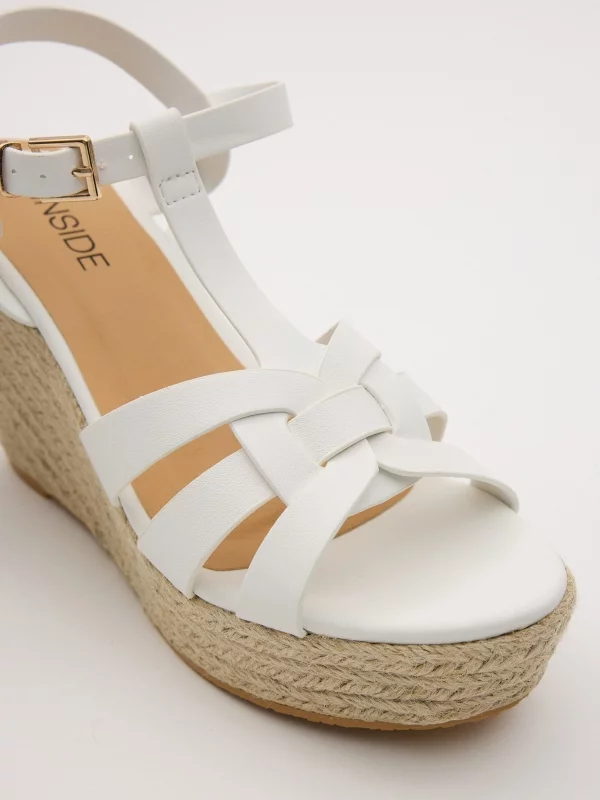 Jute wedge with strips white detail view
