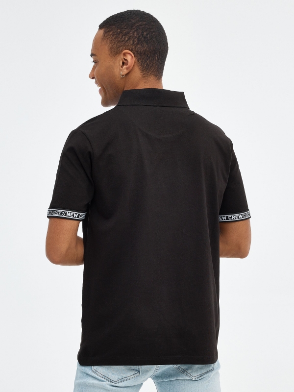 Polo print cuffs black middle back view