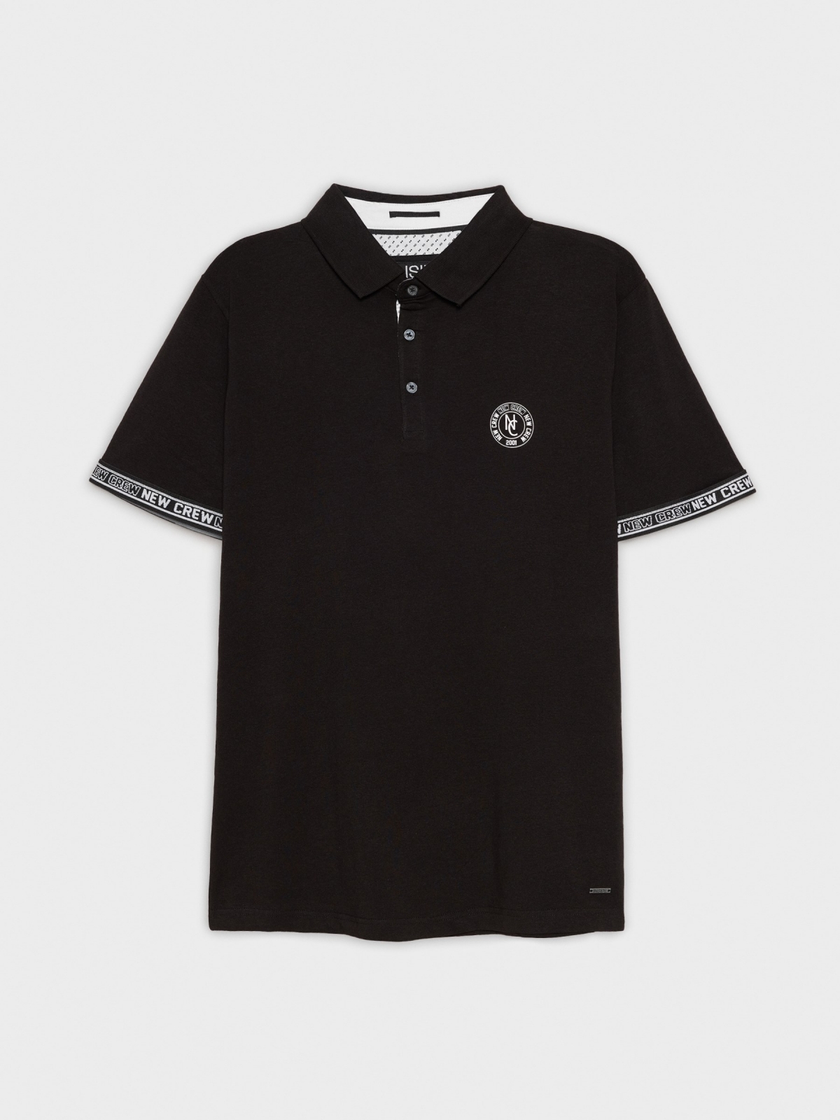  Polo algemas de impressão preto