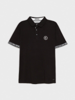 %Pto% Polo algemas de impressão preto