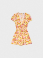 %Pto% Mono corto print margaritas naranja