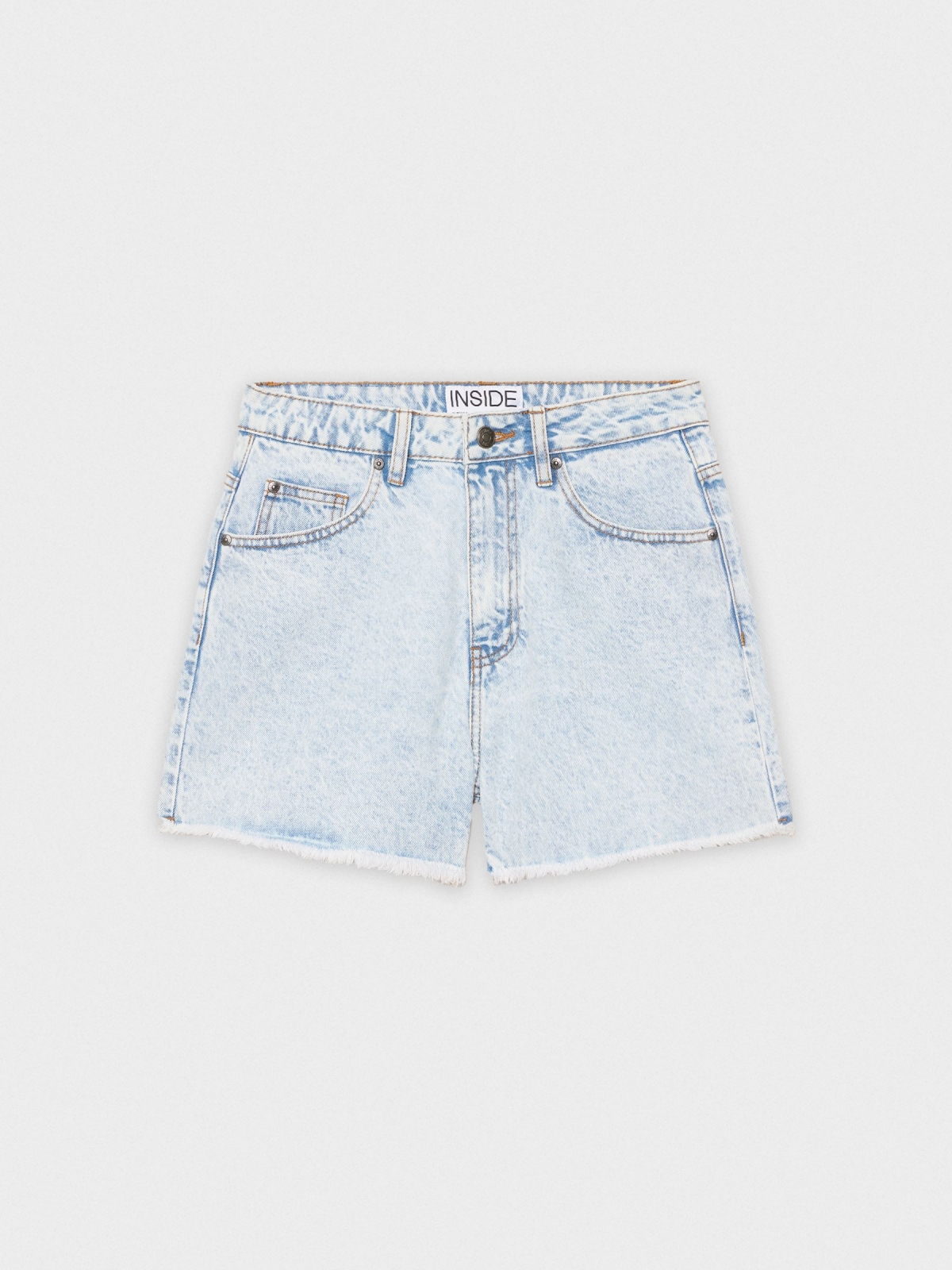 Frayed denim shorts light blue front detail view