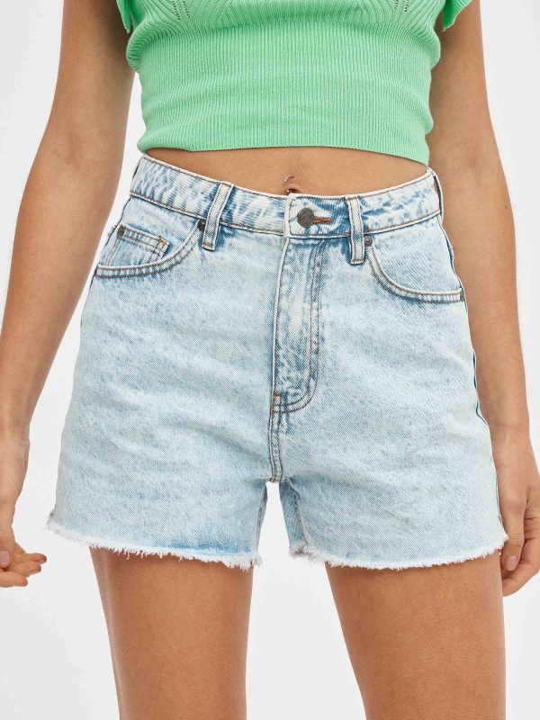 Frayed denim shorts light blue back detail view