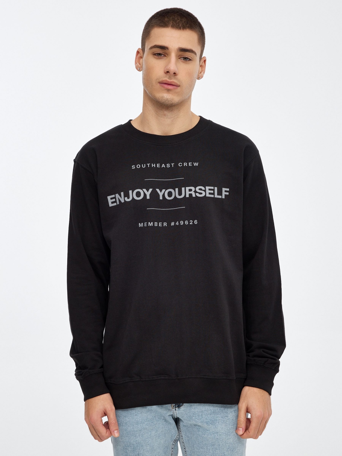 Sudadera basica Enjoy Yourself negro vista media frontal