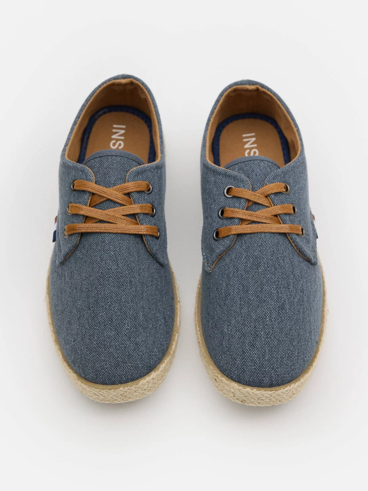 Tela lavada juta espadrilles índigo vista superior
