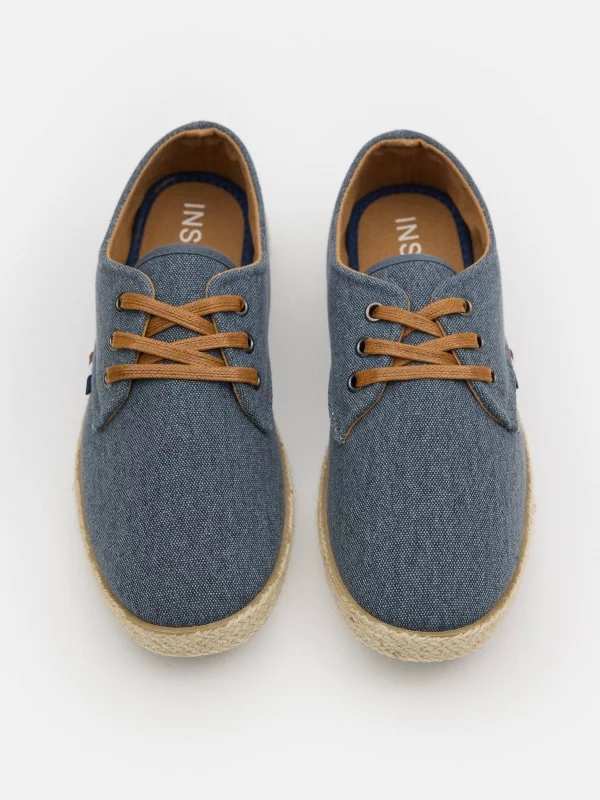 Tela lavada juta espadrilles índigo vista superior