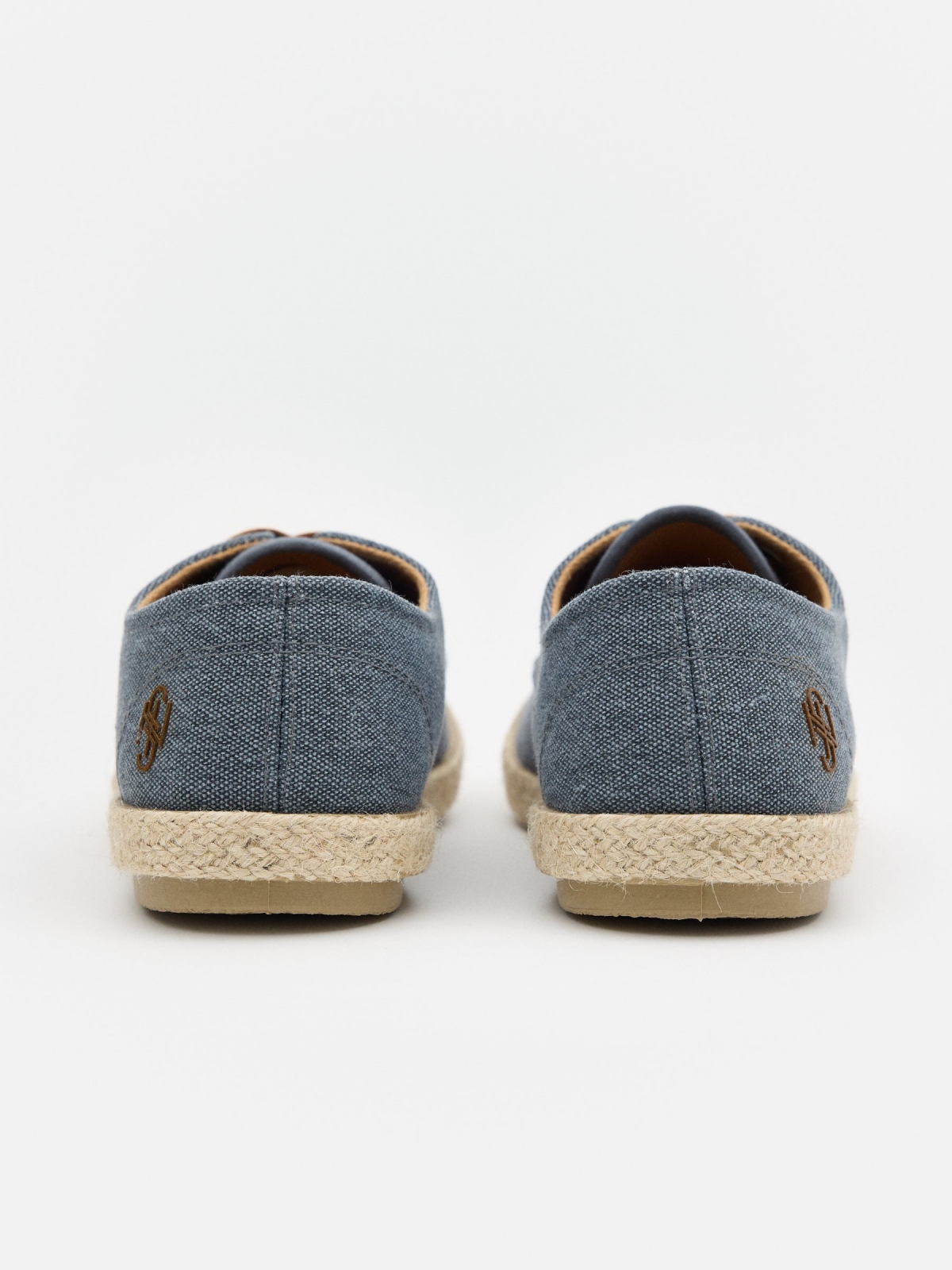 Washed canvas jute espadrilles indigo blue detail view