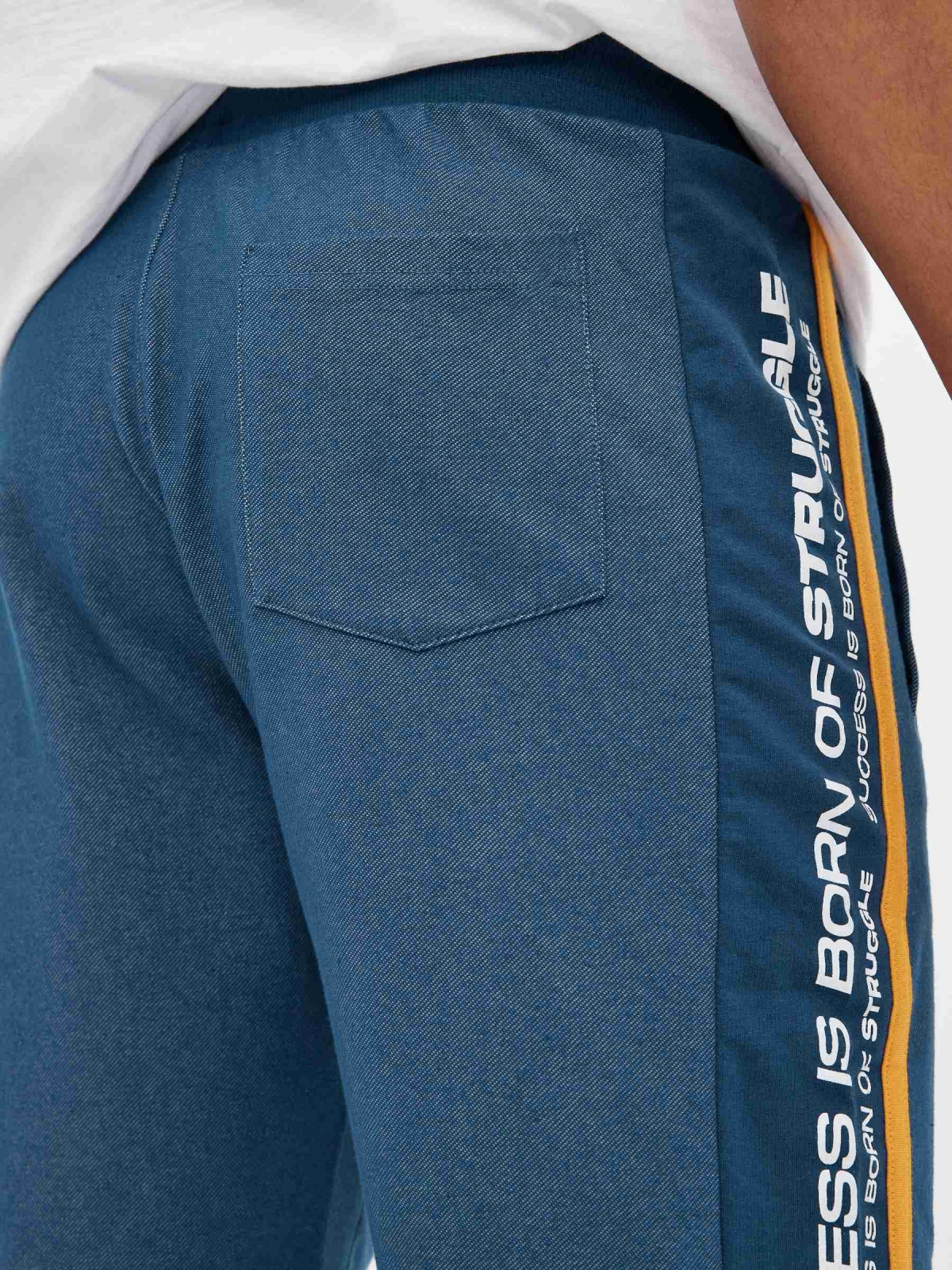 Textured Bermuda jogger shorts steel blue detail view