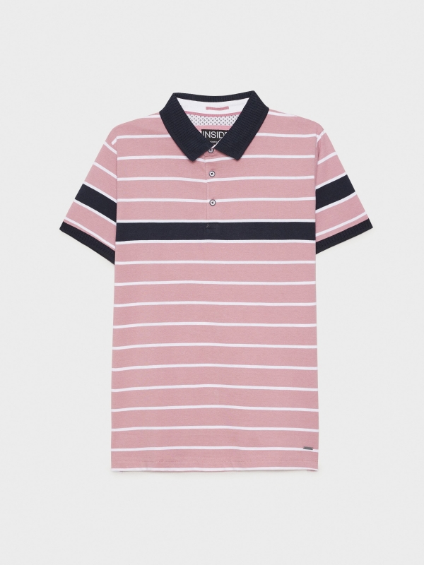  Contrast striped polo shirt purple