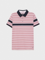 %Pto% Camisa pólo às riscas contrastantes púrpura