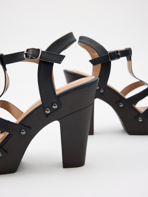 High heel platform sandal black/beige detail view