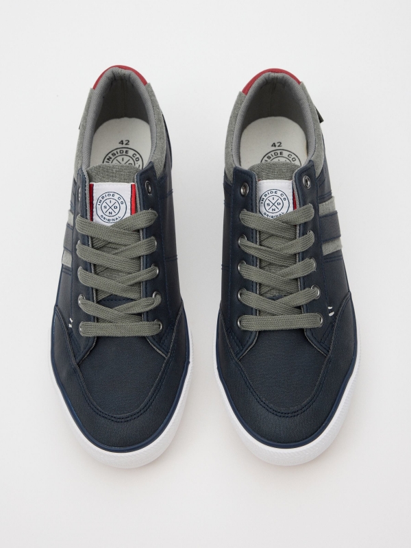 Sneakers com biqueira casual azul marinho vista superior