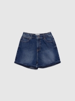 %Pto% Bermuda mom fit cintura elástica azul