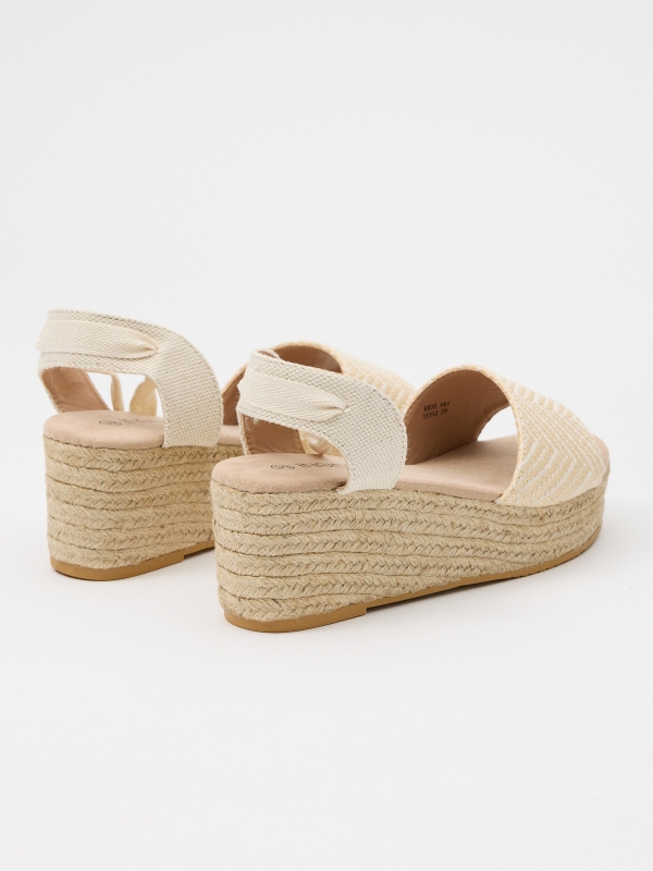 Jute wedge natural shovel off white 45º back view