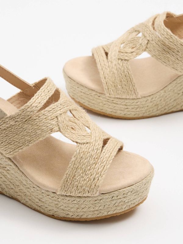 Jute wedge sandal sand detail view