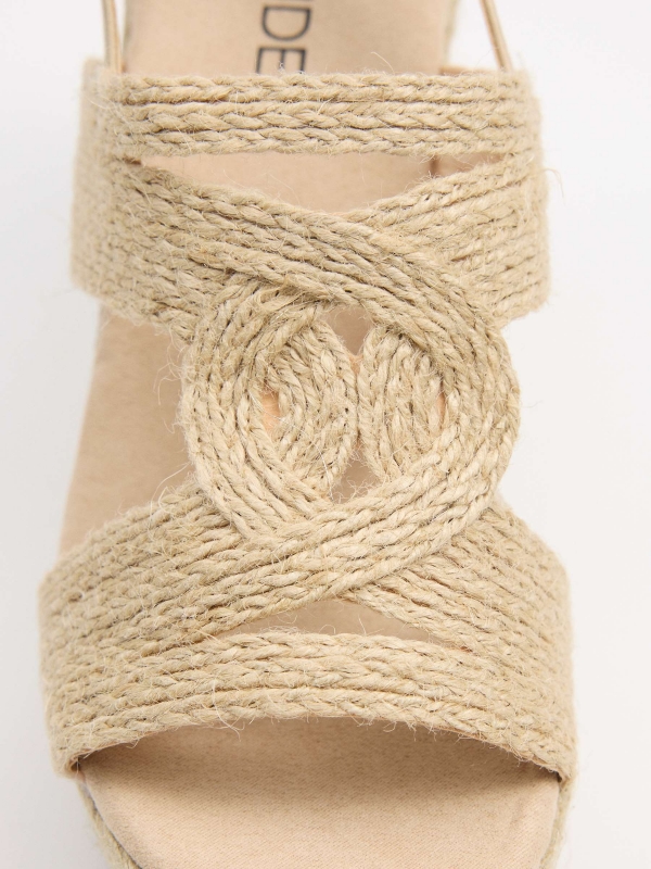 Jute wedge sandal sand detail view