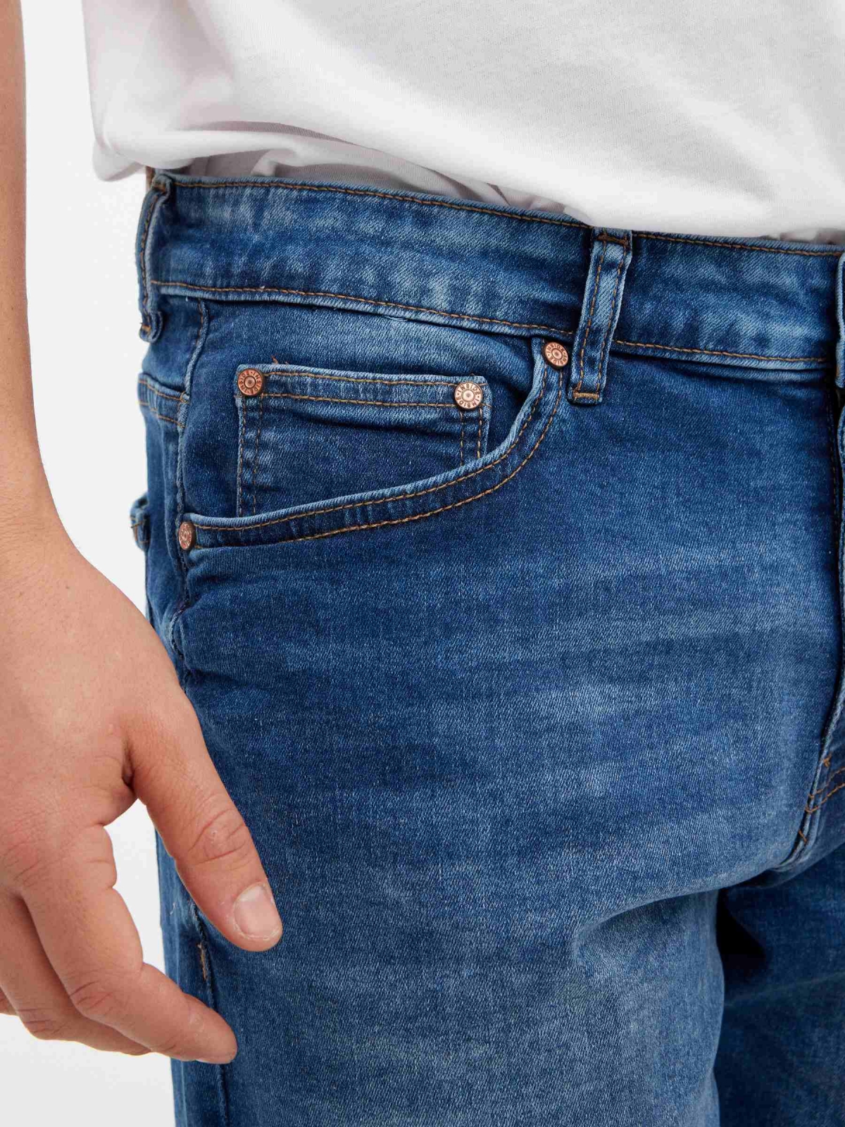 Blue regular denim Bermuda shorts blue detail view