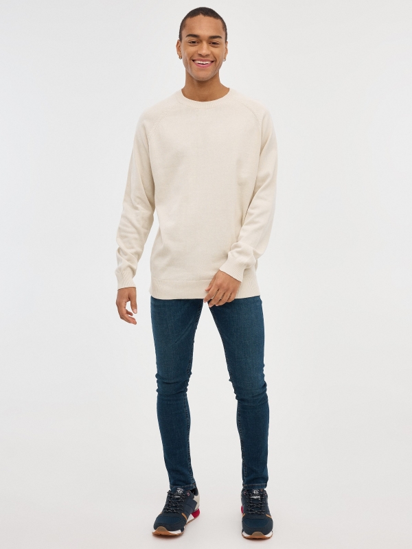 Basic Round Pullover off white general front view