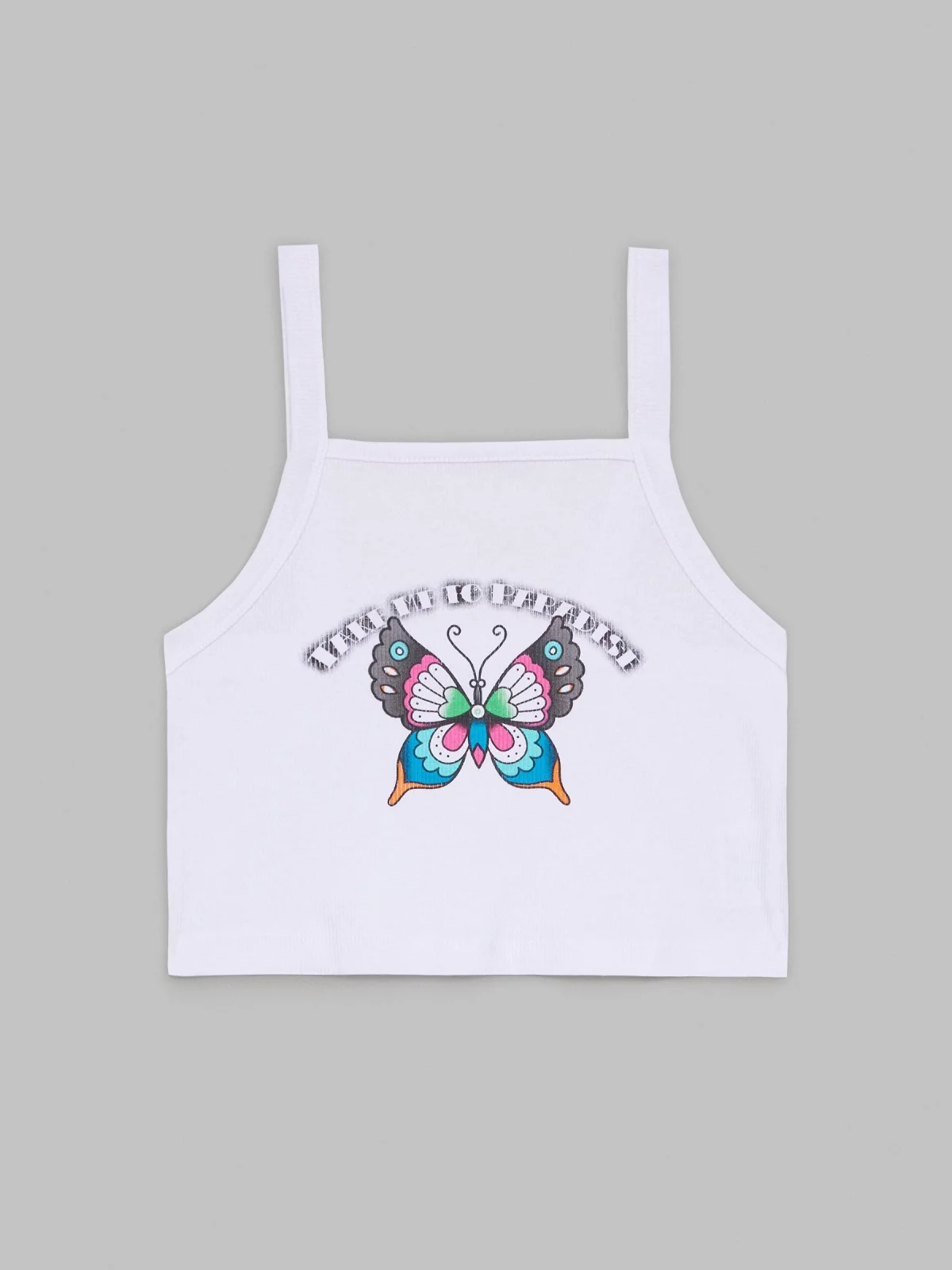  Butterfly crop top white