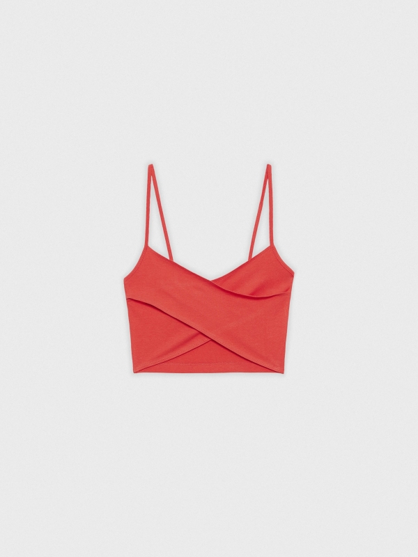  Slim fit crossover crop top red