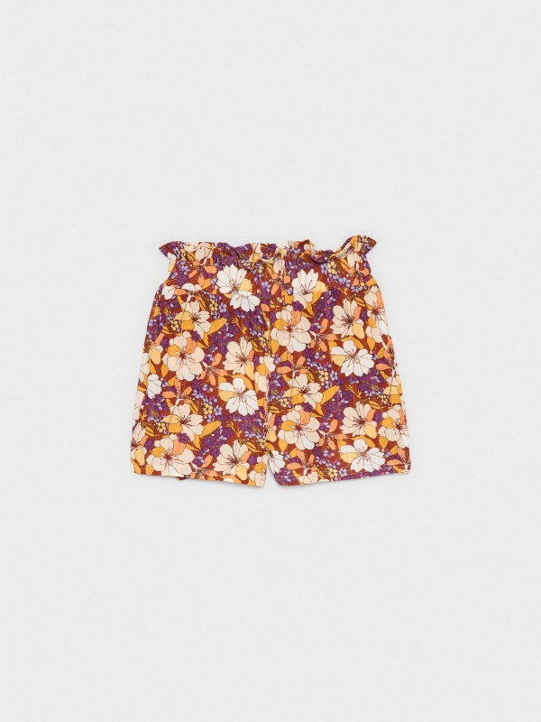  Shorts de impressão fluida marrom