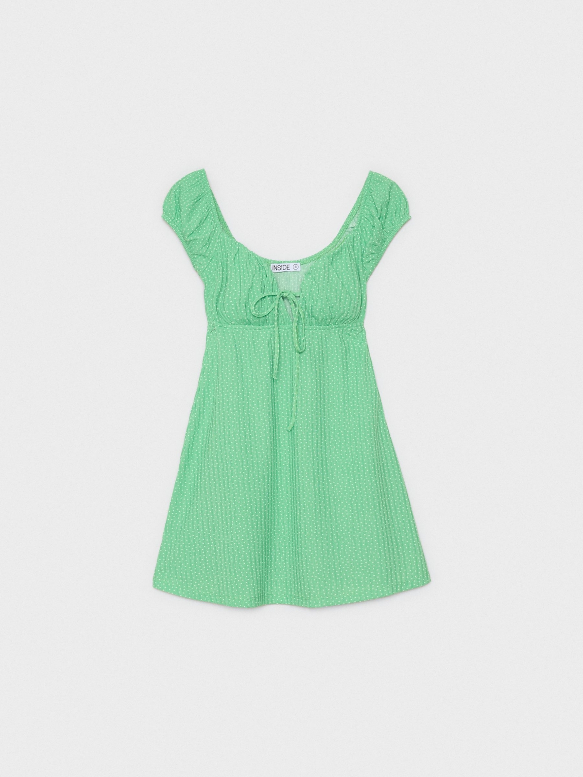  Vestido mini print lunares verde