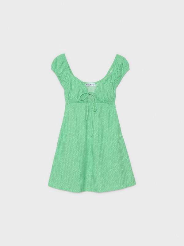  Vestido mini print lunares verde